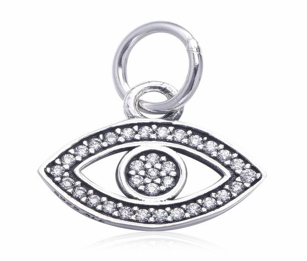 

eye charms pendants beads authentic 925 sterling silver dangle pave clear crystal symbol bead for diy women bracelets delicate jew6100677, Black