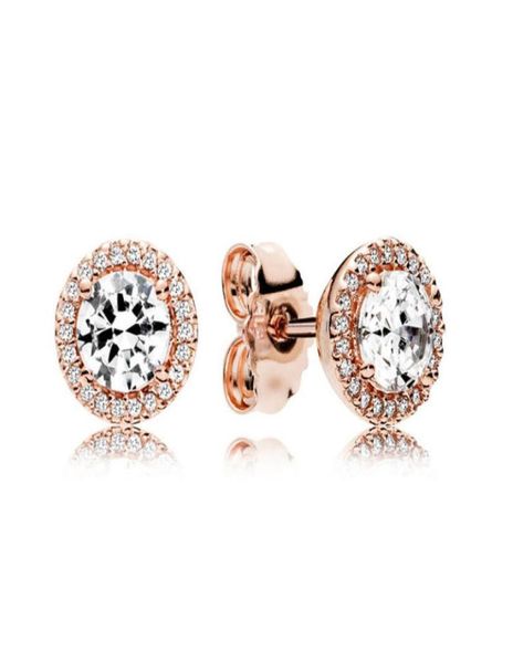 

women luxury cz diamond rose gold earring logo original box for p 925 sterling silver stud earring wedding gift jewelry6331031, Golden;silver
