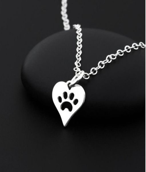 

necklace womens cut out cat dog claw footprint chokers necklaces memorial necklaces5031115, Golden;silver