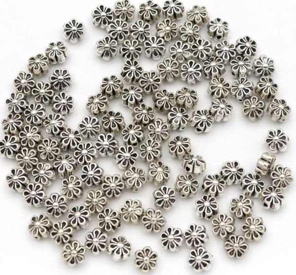 

500pcs tibetan silver seed spacer flower metal beads for jewelry making handmade diy bracelet necklace accessories whole 6x4mm6755060, Black
