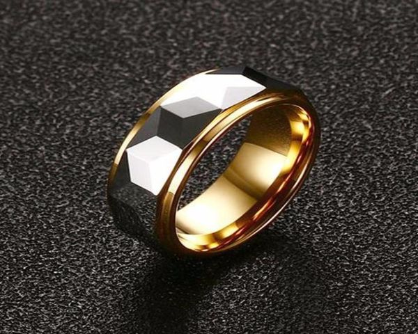 

tungsten carbide multifaceted prism ring for men wedding band 8mm comfort fit sizes4171405, Silver