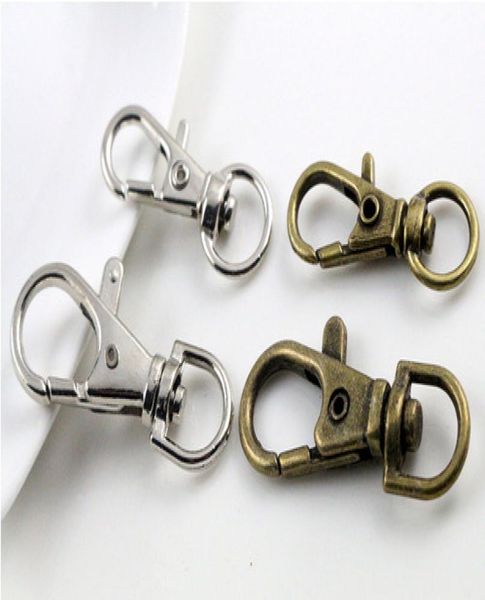 

80pcs silver bronze plated metal swivel lobster clasp clips key hooks keychain split key ring findings clasps making 30mm7477595
