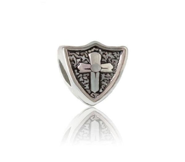

shield with cross alloy charm bead fashion women jewelry stunning design european style for p bracelet necklace panza001134508903, Bronze;silver