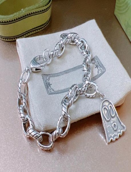 

luxury designer 925 silver bracelets punk cuff bangle mens ghost with letter bracelet hand jewelry cuban chain hip hop 1622962121, Golden;silver