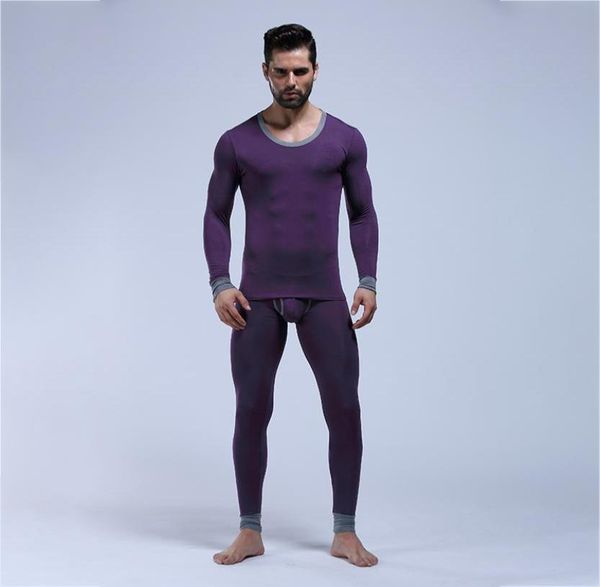 

winter mens warm thermal underwear underpants set male ultrathin heat long johns high elastic black modal thermals sets velet8526028, Black;white