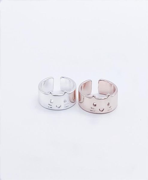 

new cat ring cute animal face style flat rings gold silver rose three color optional whole9252186, Golden;silver
