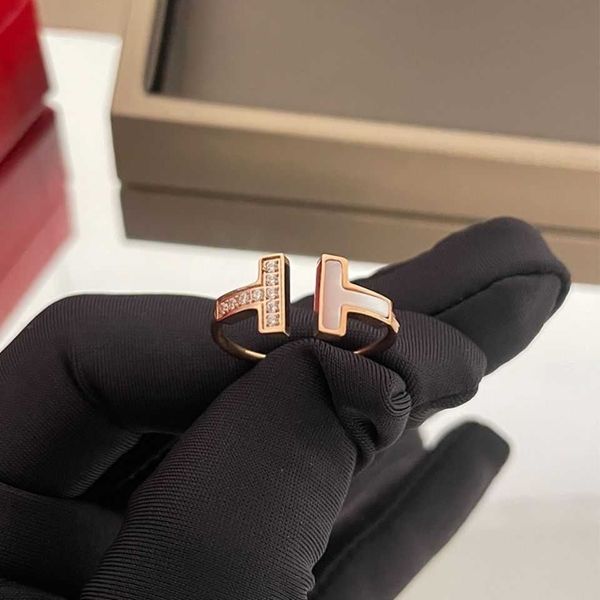 

original new seiko sterling silver double t white fritillaria ring women's open hand set with diamonds adjustable k rose gold simple an