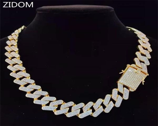 

men hip hop chain necklace 20mm heavy rhombus cuban chains iced out bling fashion jewelry for gift 2202176573056, Silver