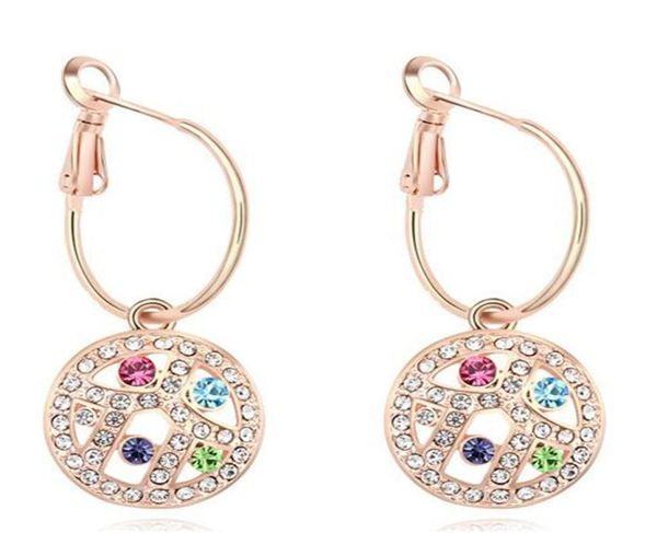 

luxury noblest rhinestone crystal dangle earrings for women 18k champagne gold plated drop earrings prom jewelry 126789974368, Silver