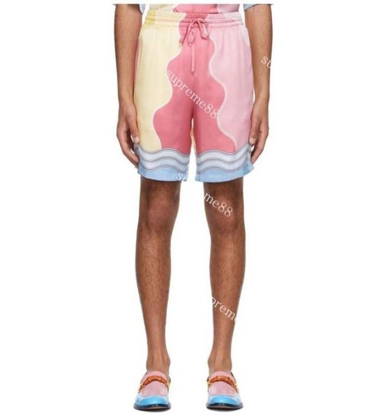 

men silk soleil levant multicolor shorts summer beach pants casa8680354, White;black
