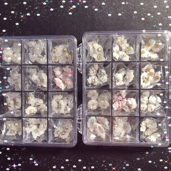 

stickers decals 50pcs per box jewelry handmade kawaii nail art charm 3d acrylic nail flowers 230712, Black