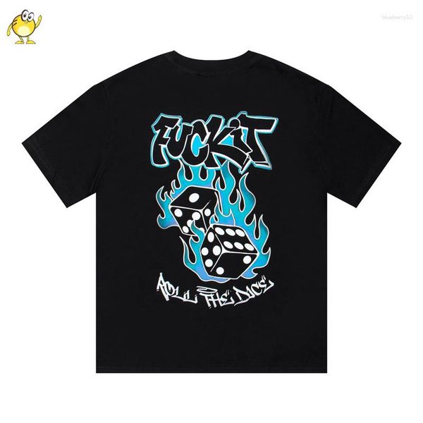 

t men's shirts trapstars black white t-shirt men woman tee 2023ss dice print 1 1 spring fashion casual high street retro short sleeve, White;black