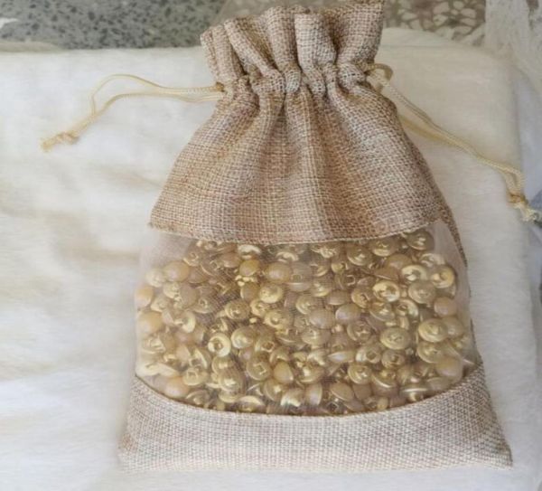 

jute organza clear window packaging sack flax linen drawstring bag 10x15cm 15x22cm makeup jewelry gift pouches9539086, Pink;blue