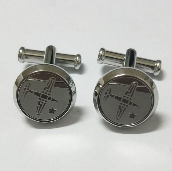 

fashion business stainless steel cufflinks in airplane pattern cuff links for men boy friend gift no with box4989044, Silver