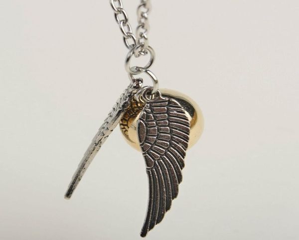 

new style silver wings snitch gold necklace pendant golden whole1712012