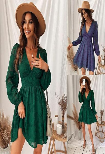 

casual dresses aline mini dress woman green long sleeve party 2023 spring autumn female sundress1674375, Black;gray