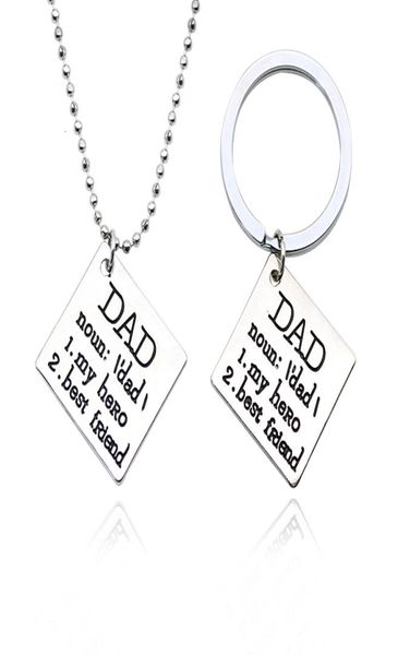 

carved i love you dad my hero friend pendant necklace keychain keyrings jewelry for daddy father039s day gifts chavei7113290, Silver
