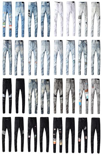 

designer mens jeans amiry motocycle rock revival skinny luxury denim jean men brand fashion streetwear biker famous man hip hop sl4696912, Blue