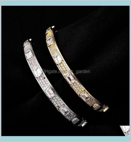 

luxury bling zircon designer hip hop men women 7mm width 18k gold rhodium plated pzgts charm bracelets ivwmy5481164, Golden;silver