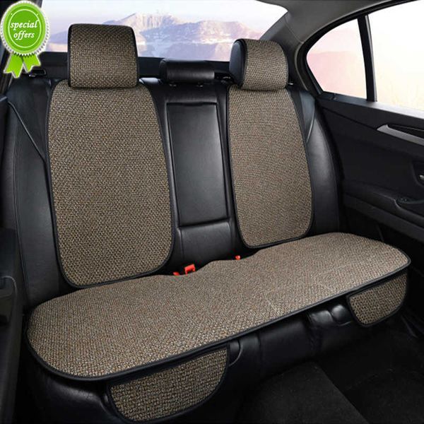 

new summer flax car seat cover front rear breathable linen seat cushion with backrest head cap protector mat pad auto accessories