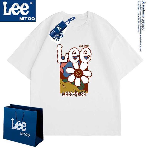 

men's t-shirts lee mitoo summer cotton neck fashion short sleeve couple print loose half 0qo7, White;black