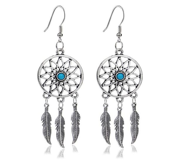 

dreamcatcher earrings dream catcher feather tassel earrings retro long fish hook earrings women earring bohemia hollow long feathe5091124, Silver