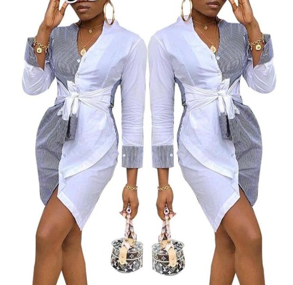 

fashionwomen stripe shirt dress evening party mini dress long sleeve dress casual4501091, Black;gray