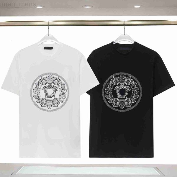 

men's t-shirts designer 2023 summer new men's fashion spring and trend drill flowers birds beautiful head print short sleeve t-shi, White;black