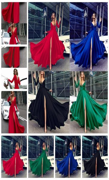 

european solid color vneck fashion longsleeved zipper slim elegant elegant party dress evening dress support mixed batch3390569, White;black