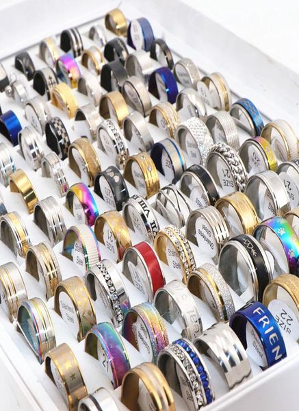 

whole 100pcslot stainless steel rings mix styles lovers couple ring for men women fashion jewelry party gifts wedding band br2237495, Silver