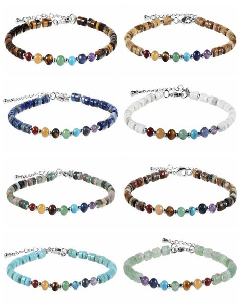 

fashion adjustable handmade silver chain bracelet bohemia multicolor crystal 7 chakra bead bracelet for women7502283, Black
