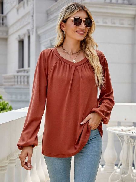 

women's blouses shirts autumn solid t shirt women 2022 clothes fashion v neck long sleee loose casual tee shirt female oversized vinta, White
