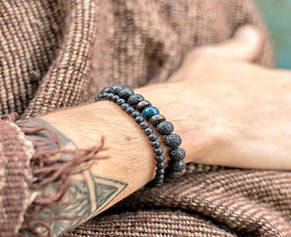 

men braceletbeads bracletslavanaturalhommefashionbangles bracelet men wooden bead accessorie jewelry male customized gift2112747, Black