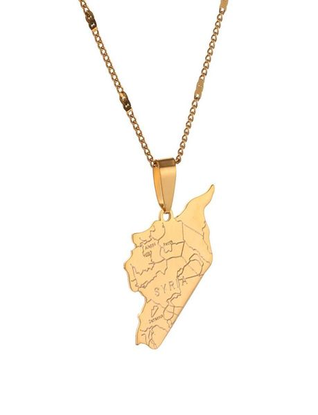 

stainless steel syria map flag pendant necklaces fashion syrians map chain jewelry4337308, Silver