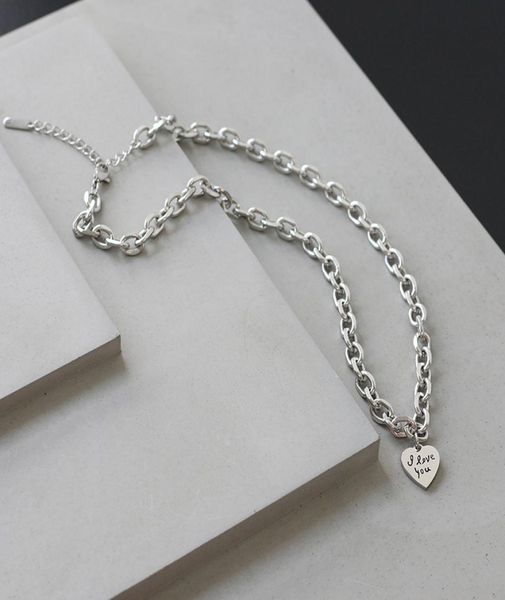 

new stainless steel love thick chain peach heart i love you necklace3783577, Silver
