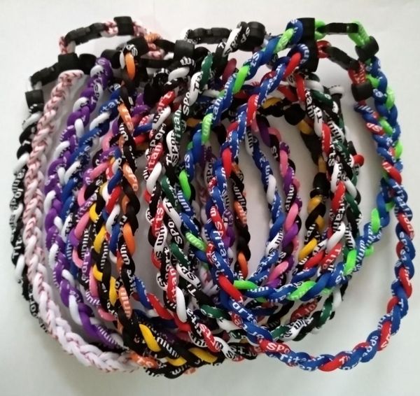 

promotion 400pcslot mix 12 designs baseball sports titanium 3 rope braided ge necklace rt0968022661, Golden;silver