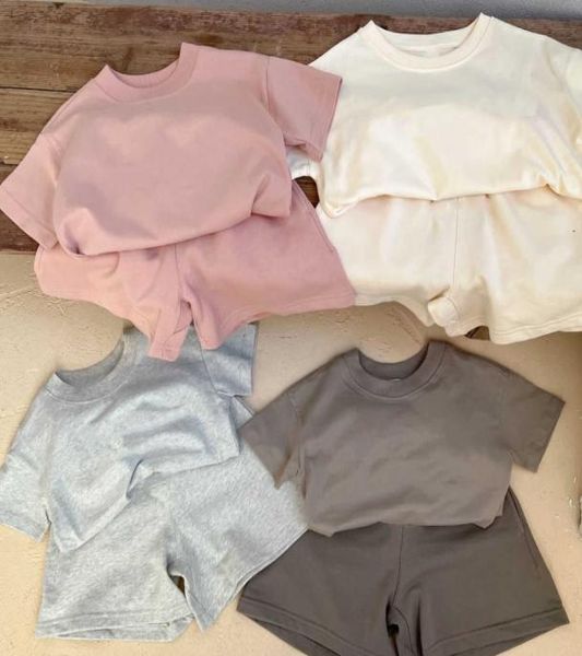 

summer desngier kid men tracksuits t shirt kids sets tshirts short sleeve shorts pant letter children suit baby casual loose girll14289147, Gray