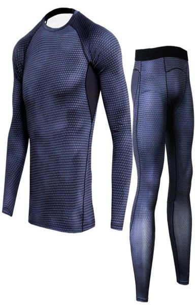 

men compression thermal underwear sets running jogging suits clothes sport set long tshirt and pants gym fitness tights clothes1686300193, Black;white