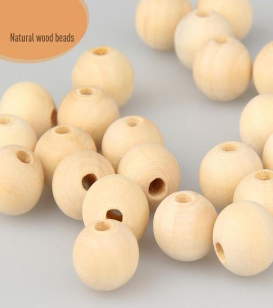 

natural wood color round wooden beads 20mm 15mm 12mm 10mm lead wooden beads diy jewelry accessories whole7832655, Black