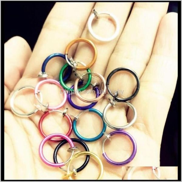 

rings studs delivery 2021 fake nose hoop ring ear septum lip navel earrings body non piercing black jewelry drop ps2865 b3ylk3830749, Silver
