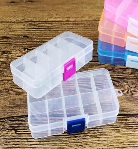 

1286521cm 10 compartment plastic clear storage box small box for jewelry earrings toys container 2627064, Black;white