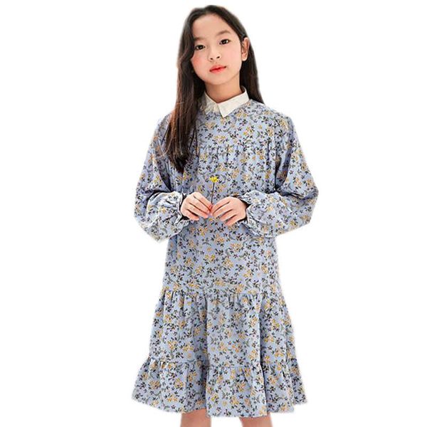 

girl's dresses kids teen girls spring chiffon polyester floral print tiered flare dress children girl fashion casual flower dresseshkd2, Red;yellow