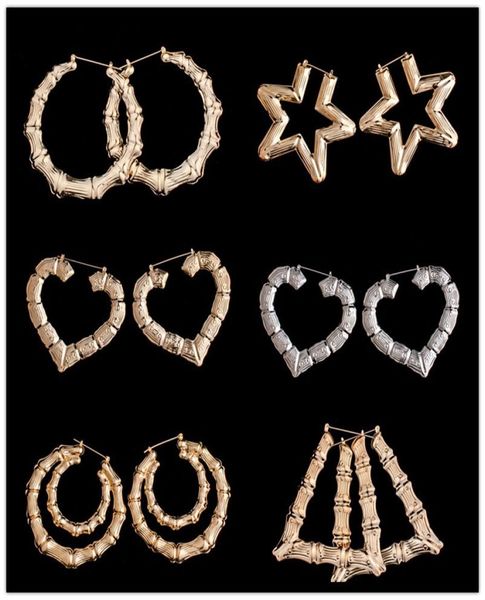 

crossborder selling oversized bamboo earrings europe and america exaggerated golden circle hiphop hiphop nightclub earrings6140368, Golden;silver
