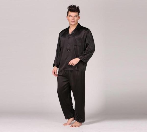 

autumn mens stain silk pajama set pajamas men sleepwear modern style silk nightgown home male satin soft cozy for sleeping 20193628459318, Black;brown