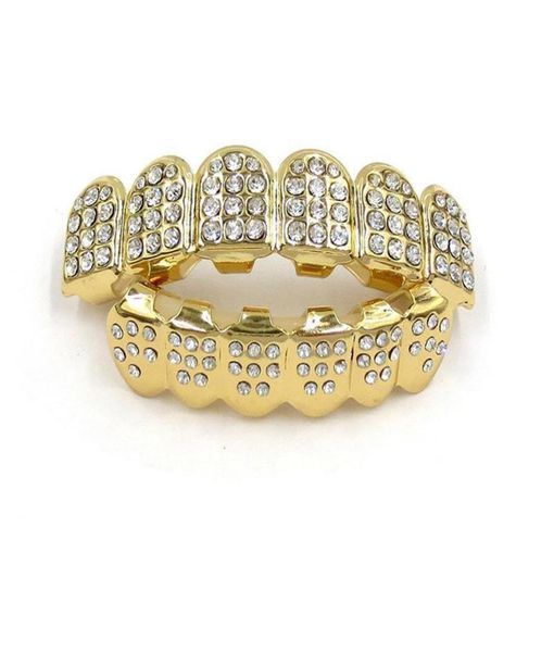 

gold color iced out teeth grin bottom bling men women jewelry new8190316, Black