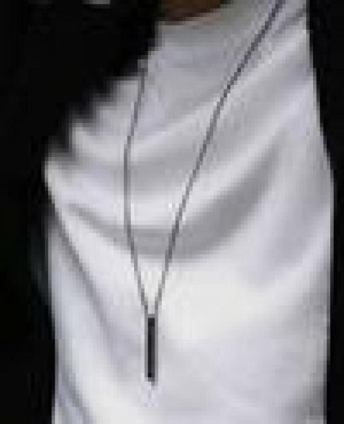

classic rectangle necklace men stainless steel black color cuban chain for men jewelry gift7749385, Silver
