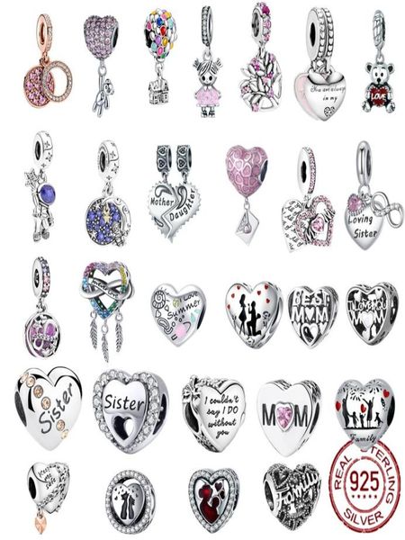 

925 silver fit charm 925 bracelet purple family mom sister dangle charms set pendant diy fine beads jewelry5041039, Bronze;silver