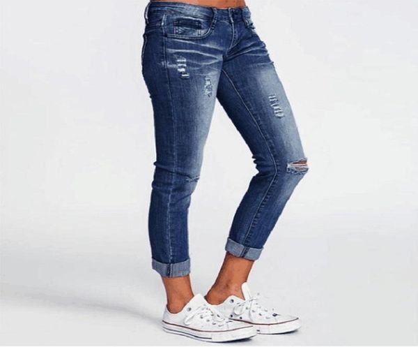 

broeken dames new denim jeans womens ripped pantalon droit straight jean femme slim pantalon de mujer womens jeans denim pants6310773, Blue