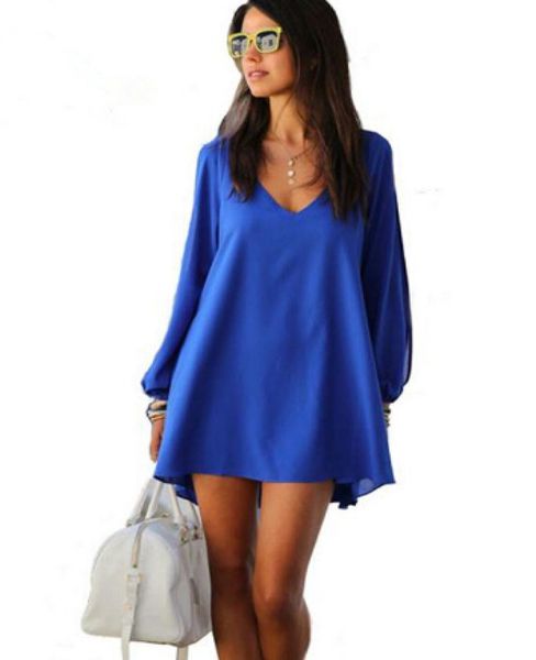 

women office work wear loose dress jupe chiffon casual drs black white blue irregular novelty dree dress tunics gowns4198082, Black;gray