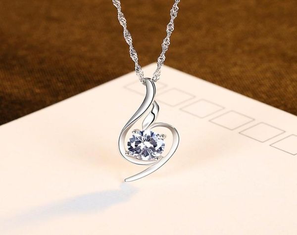 

european classic luxury shiny zircon s925 silver pendant necklace fashion women clavicle chain necklace jewelry valentine038477108